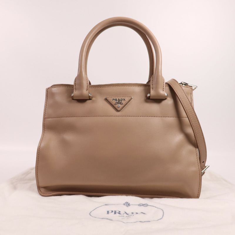 PRADA 牛皮皮革2 Way Shoulder銀扣手挽肩背兩用袋-12