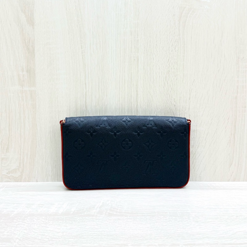 LV海軍藍牛皮壓紋信封下蓋三合一鏈包M64099-1