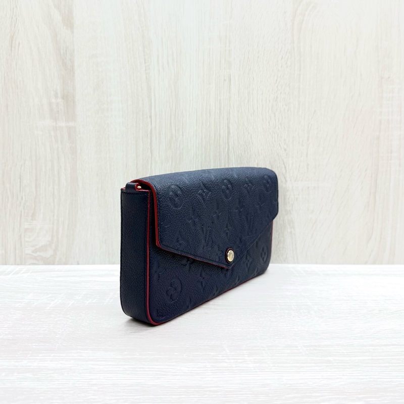 LV海軍藍牛皮壓紋信封下蓋三合一鏈包M64099-3