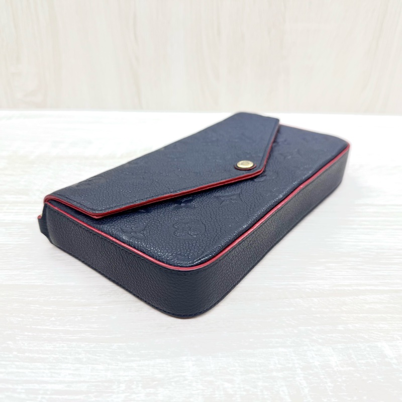 LV海軍藍牛皮壓紋信封下蓋三合一鏈包M64099-6