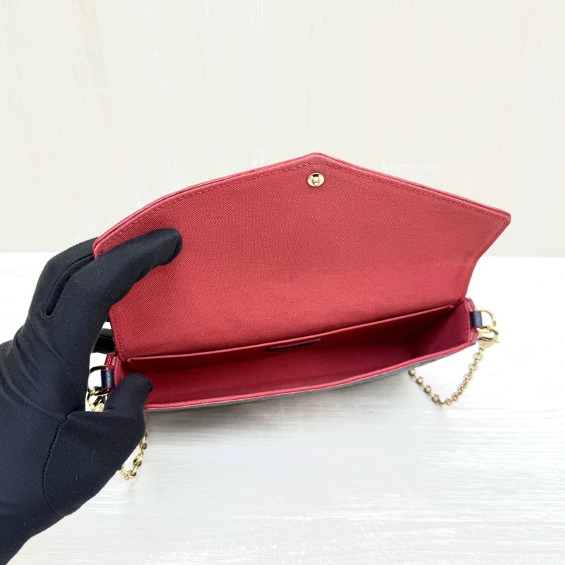 LV海軍藍牛皮壓紋信封下蓋三合一鏈包M64099-8