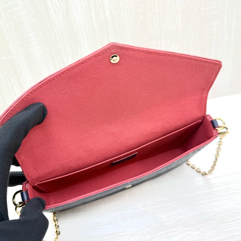 LV海軍藍牛皮壓紋信封下蓋三合一鏈包M64099-11