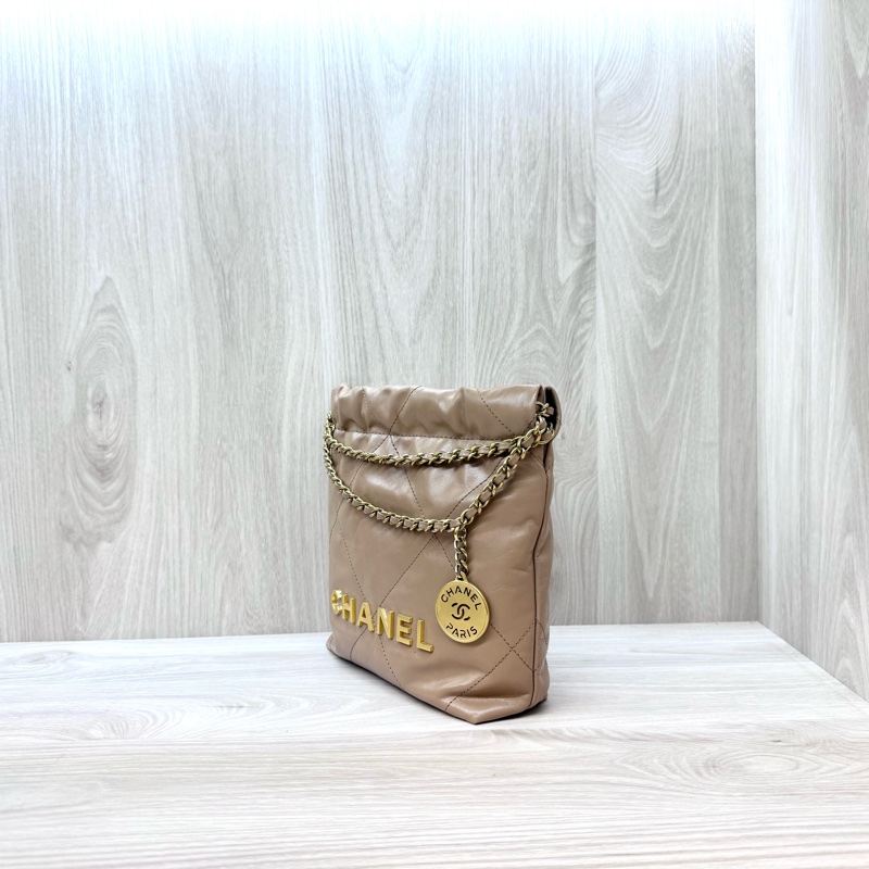 Chanel奶茶油蠟皮mini22bag AS3980-2