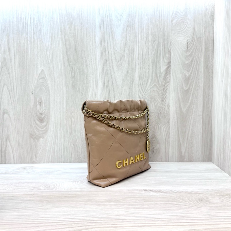 Chanel奶茶油蠟皮mini22bag AS3980-3