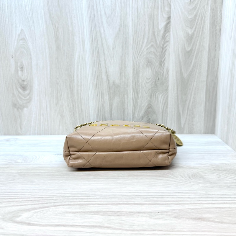 Chanel奶茶油蠟皮mini22bag AS3980-5