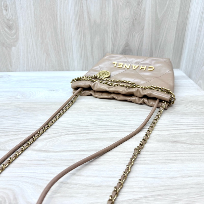 Chanel奶茶油蠟皮mini22bag AS3980-11