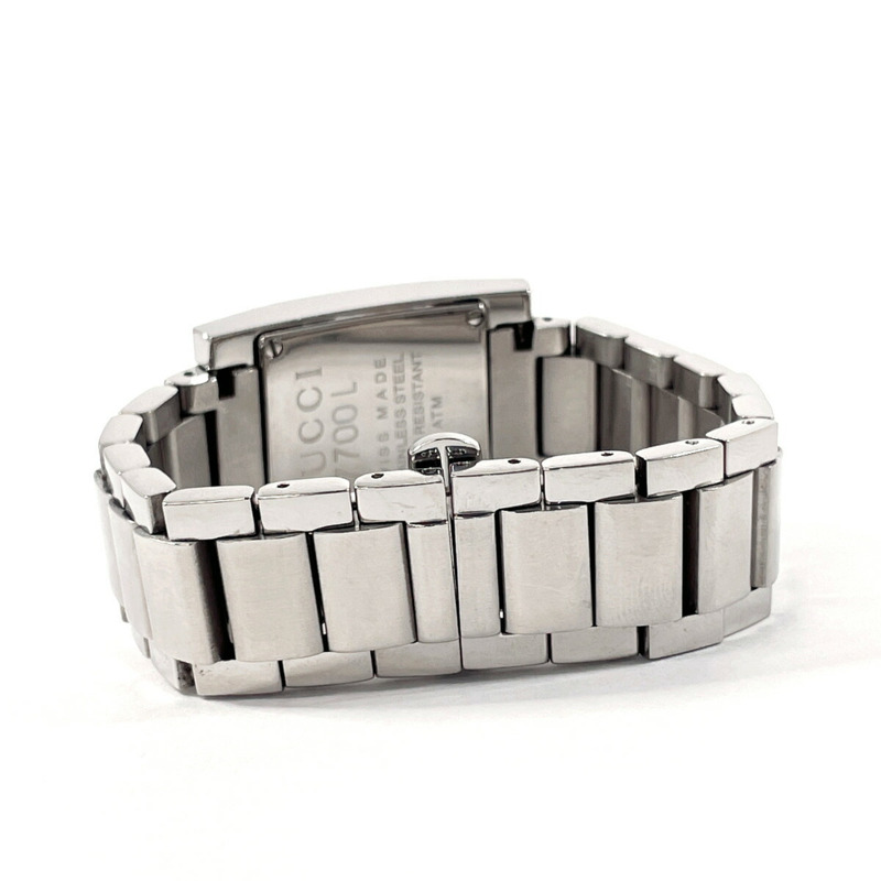 GUCCI 7700L 女士不鏽鋼腕錶,銀色石英機芯,黑色錶盤-1