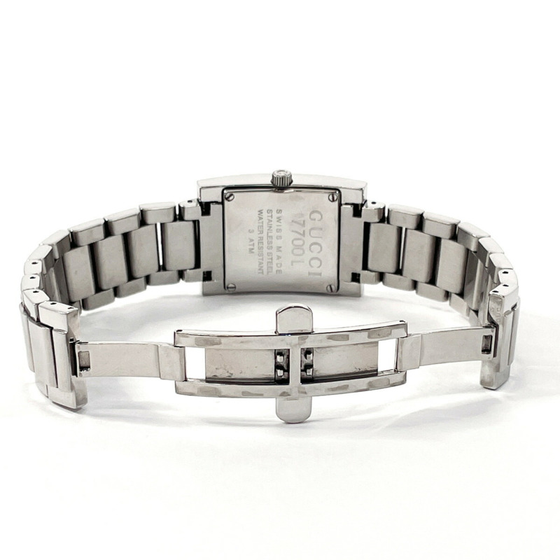 GUCCI 7700L 女士不鏽鋼腕錶,銀色石英機芯,黑色錶盤-4