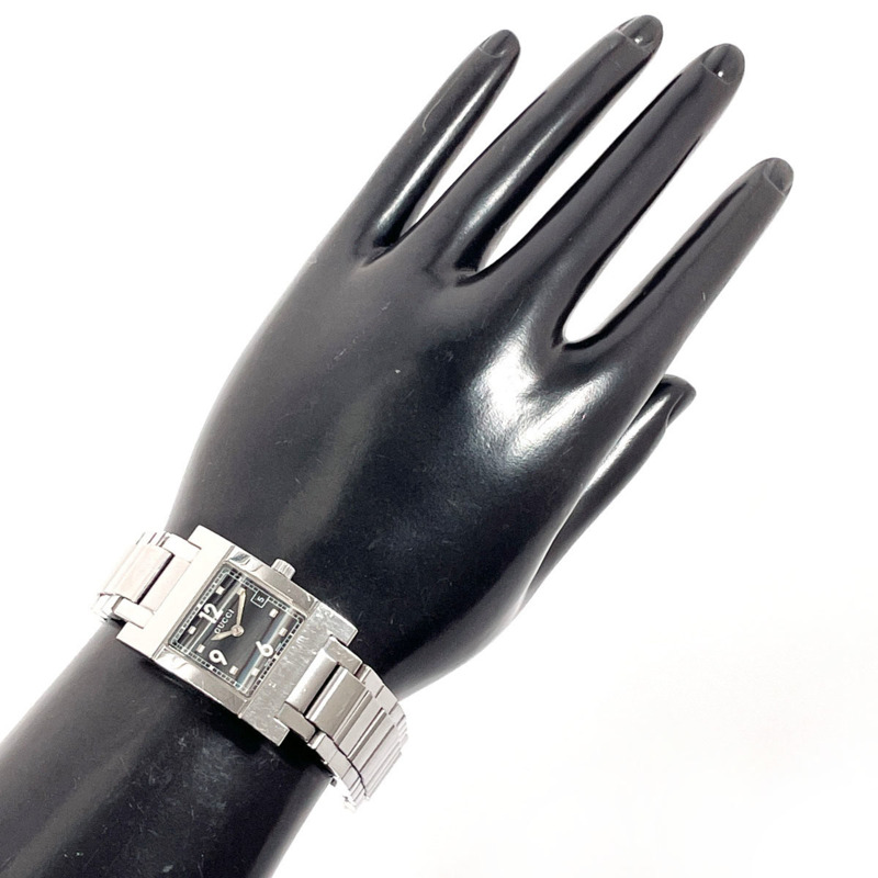 GUCCI 7700L 女士不鏽鋼腕錶,銀色石英機芯,黑色錶盤-7