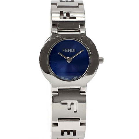 FENDI Horology 3050L 女士腕錶，不鏽鋼錶殼/不鏽鋼錶帶，銀色石英機芯，海軍藍錶盤