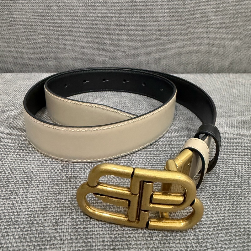 BALENCIAGA 巴黎世家 BB Logo雙面用皮帶 腰帶-1