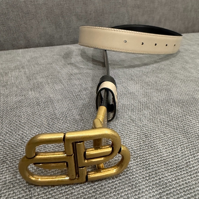 BALENCIAGA 巴黎世家 BB Logo雙面用皮帶 腰帶-3