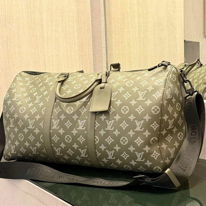 Louis Vuitton 橄欖綠 Keepall 50 Monogram Shadow壓花小牛皮-1