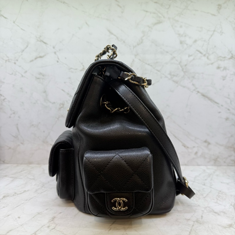 CHANEL黑金荔枝皮炸藥後揹包 _ 晶片-2