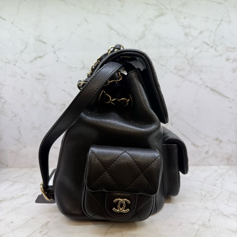 CHANEL黑金荔枝皮炸藥後揹包 _ 晶片-3