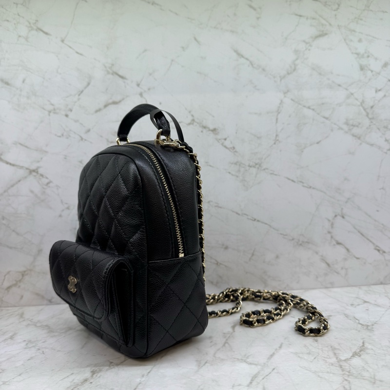 CHANEL黑金荔枝皮小書包/晶片-2