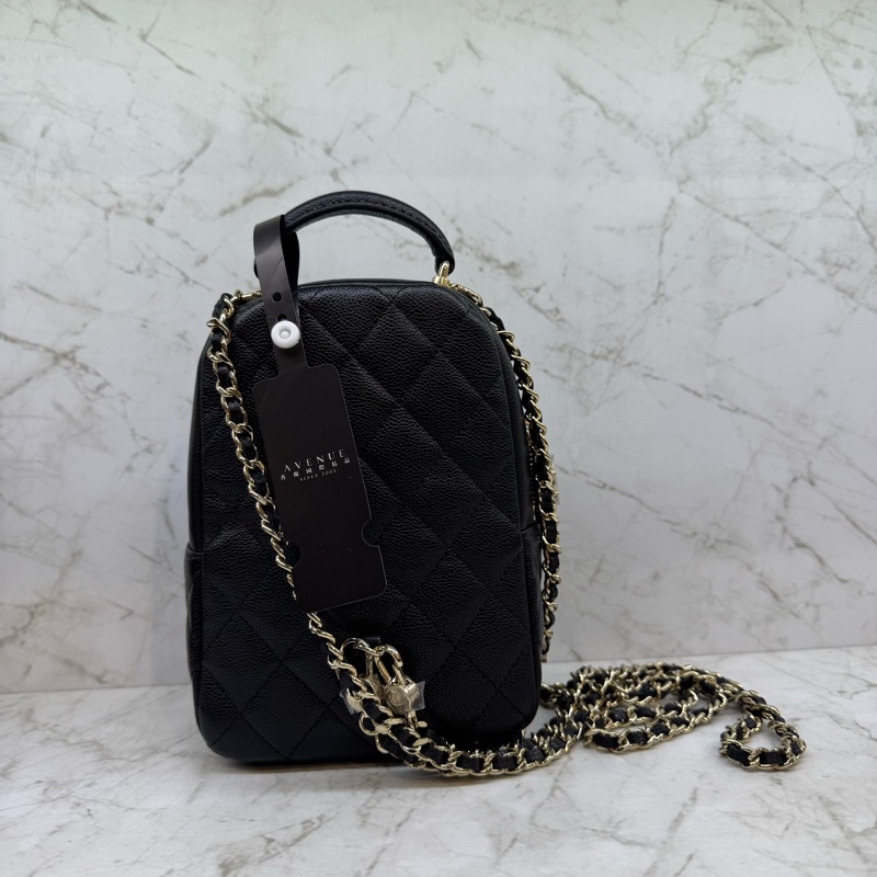 CHANEL黑金荔枝皮小書包/晶片-3