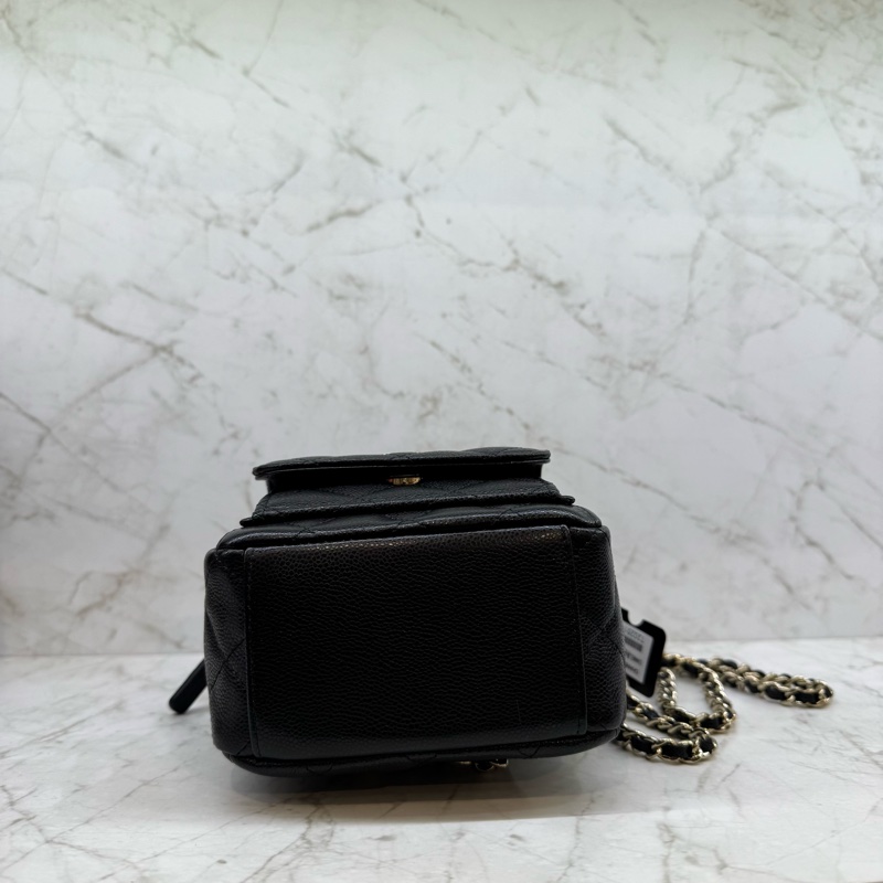 CHANEL黑金荔枝皮小書包/晶片-4