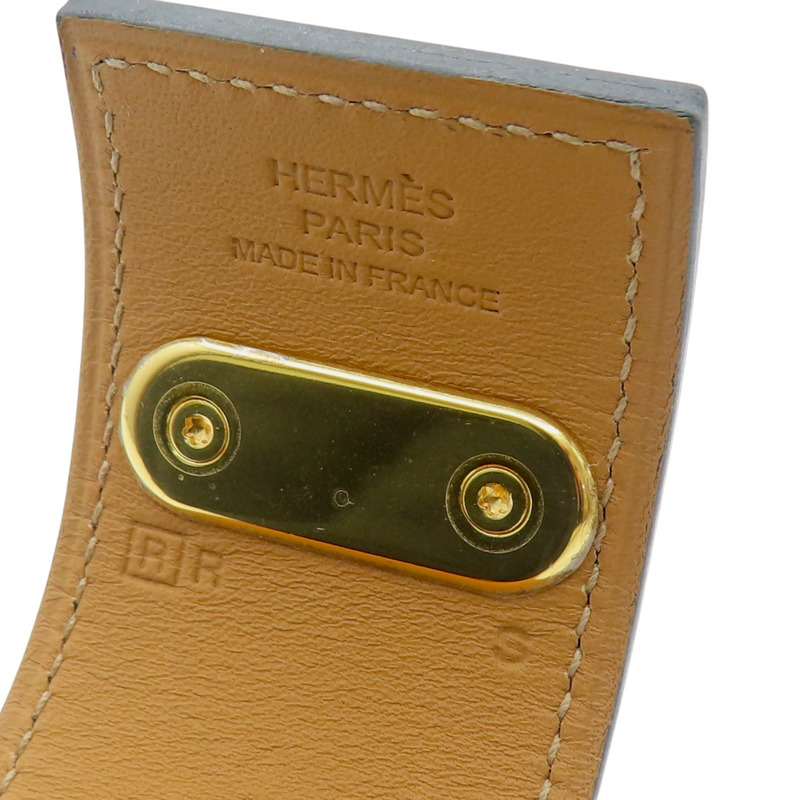 黑色牛皮 鍍金屬 手環 口R刻【HERMES 愛馬仕】 口R刻/R-5