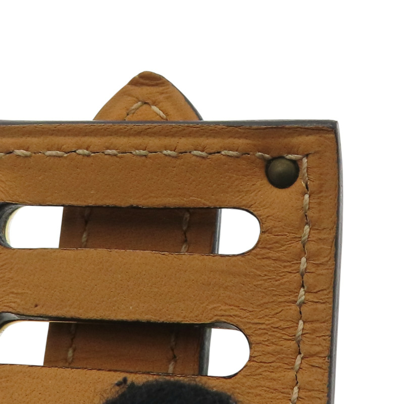 黑色牛皮 鍍金屬 手環 口R刻【HERMES 愛馬仕】 口R刻/R-7