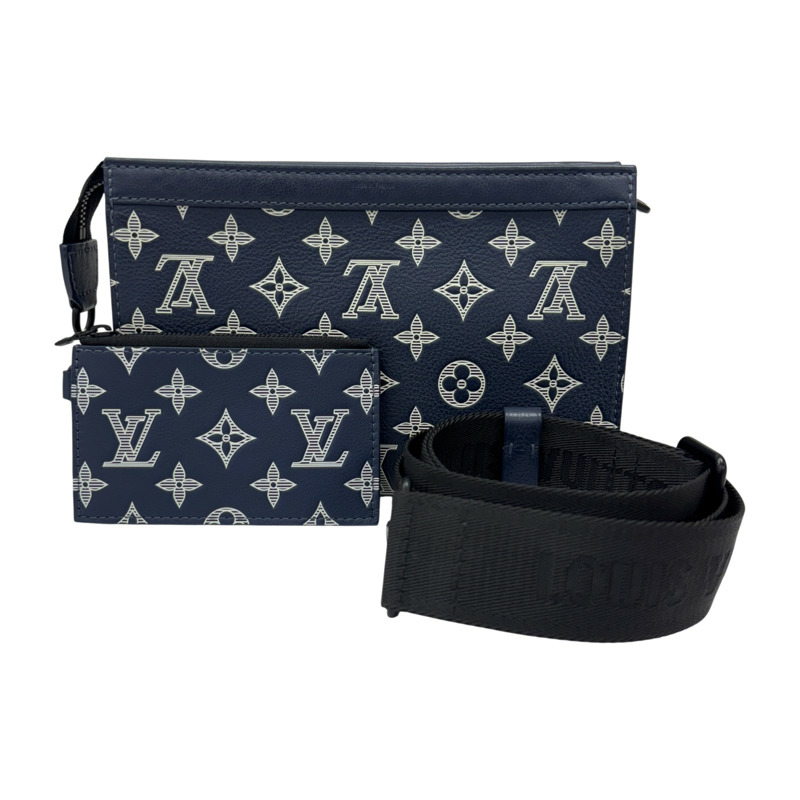 Monogram Shadow 皮革 藏青色 Gaston 可穿戴式錢包 【LOUIS VUITTON LV 路易威登】 M83384-0