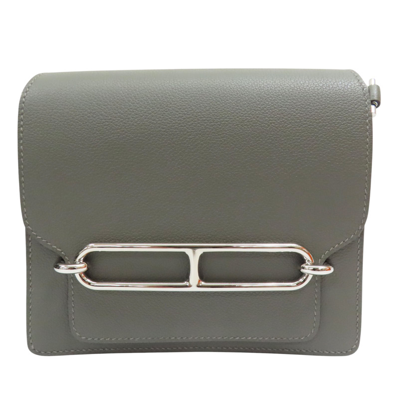 灰色 Evercolor牛皮 Roulis Mini 肩背包 銀釦【HERMES 愛馬仕】 K刻 銀扣 H070510CK-0