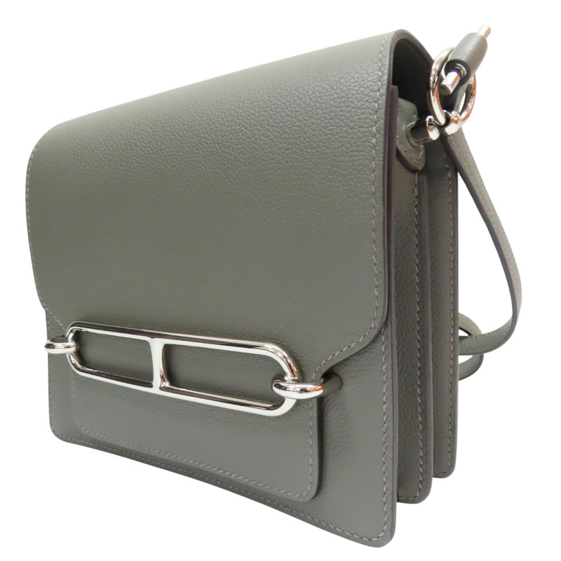 灰色 Evercolor牛皮 Roulis Mini 肩背包 銀釦【HERMES 愛馬仕】 K刻 銀扣 H070510CK-2