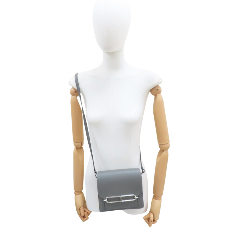灰色 Evercolor牛皮 Roulis Mini 肩背包 銀釦【HERMES 愛馬仕】 K刻 銀扣 H070510CK-7