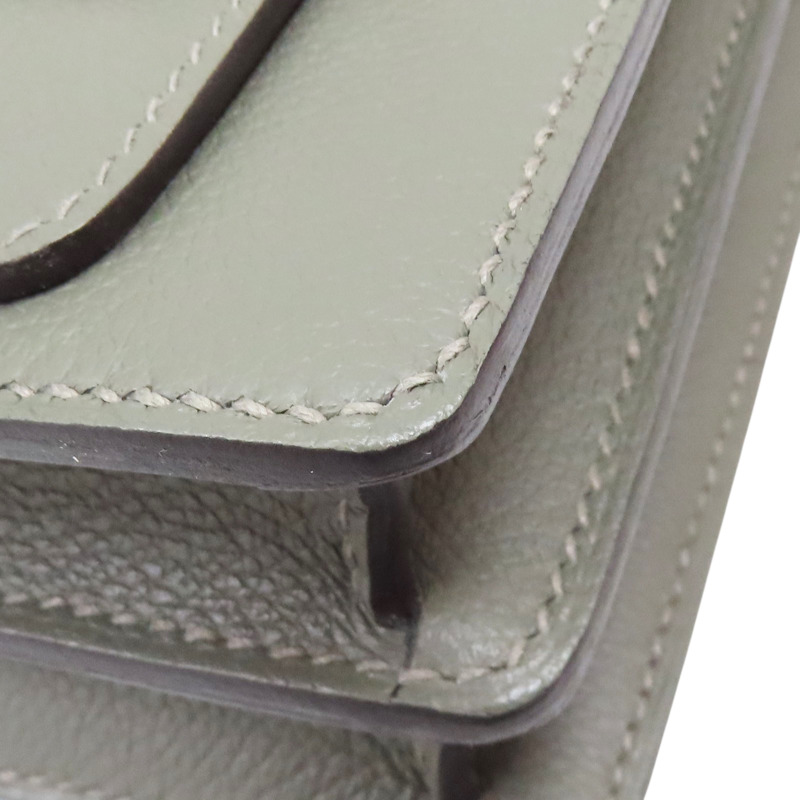 灰色 Evercolor牛皮 Roulis Mini 肩背包 銀釦【HERMES 愛馬仕】 K刻 銀扣 H070510CK-10