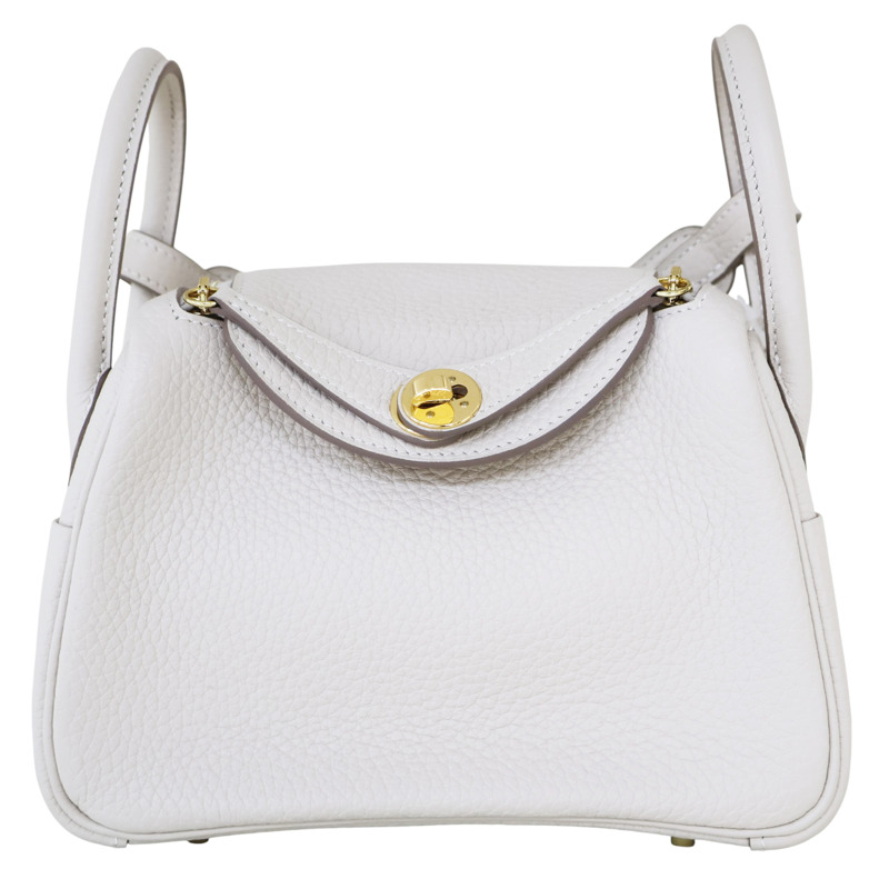 奶昔白 TC牛皮 Mini Lindy 肩背包 Z刻 金釦【HERMES 愛馬仕】 H079086CC-0