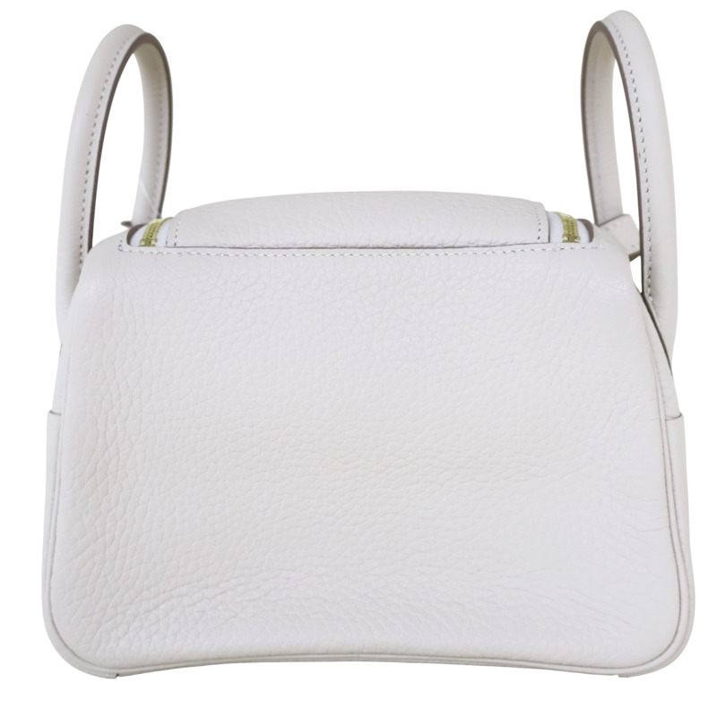 奶昔白 TC牛皮 Mini Lindy 肩背包 Z刻 金釦【HERMES 愛馬仕】 H079086CC-1