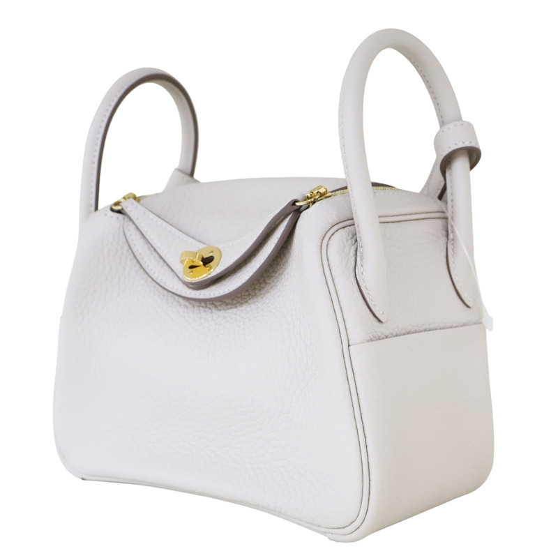 奶昔白 TC牛皮 Mini Lindy 肩背包 Z刻 金釦【HERMES 愛馬仕】 H079086CC-2