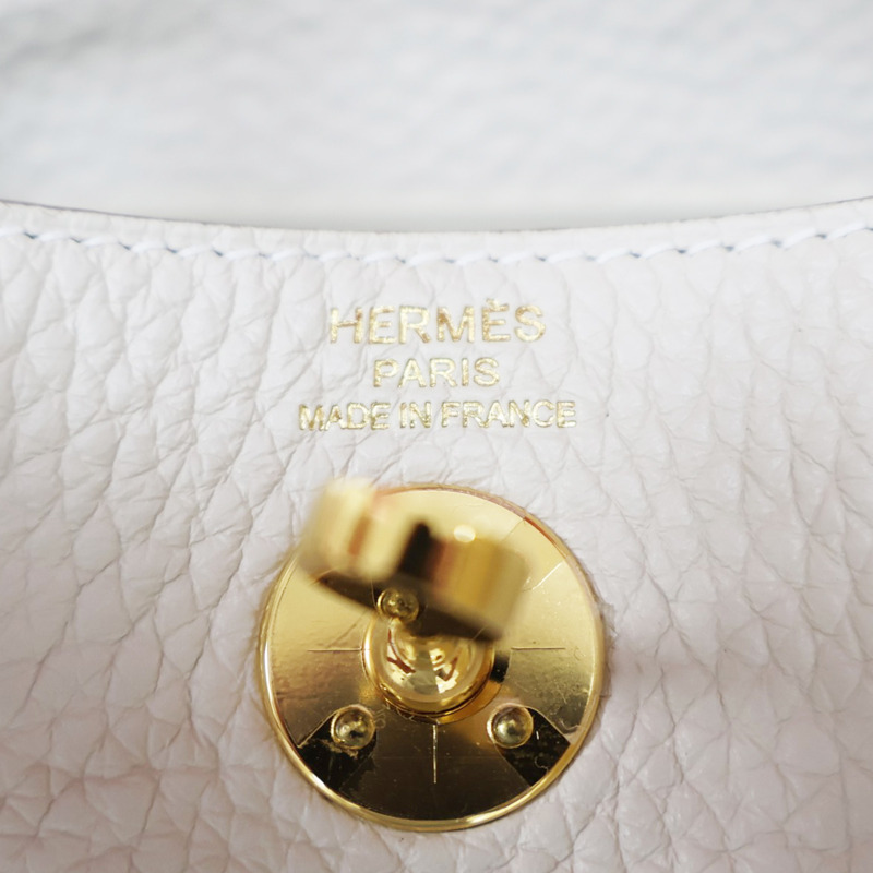 奶昔白 TC牛皮 Mini Lindy 肩背包 Z刻 金釦【HERMES 愛馬仕】 H079086CC-5
