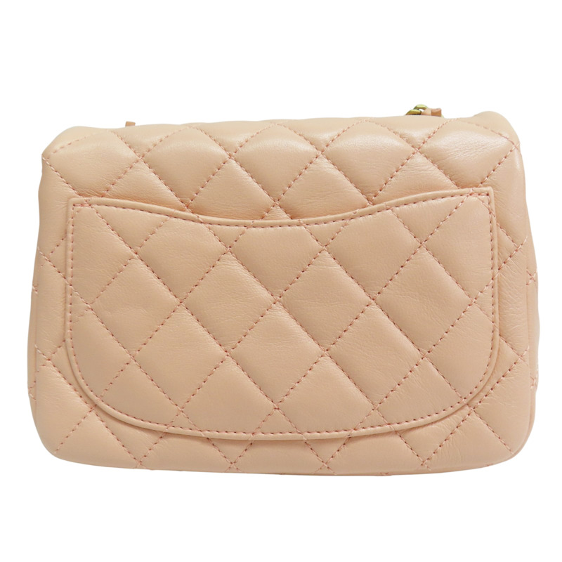 粉橘色 羊皮 Coco 17金球 鏈帶 肩背包 金釦【CHANEL 香奈兒】 A35200-1