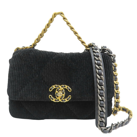 黑色 單寧布 BK Velvet 19包 26CM 鍊帶 肩背包【CHANEL 香奈兒】 AS1160