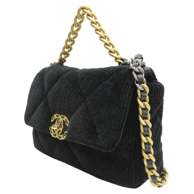 黑色 單寧布 BK Velvet 19包 26CM 鍊帶 肩背包【CHANEL 香奈兒】 AS1160-2