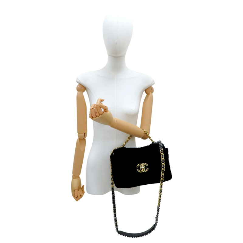 黑色 單寧布 BK Velvet 19包 26CM 鍊帶 肩背包【CHANEL 香奈兒】 AS1160-8
