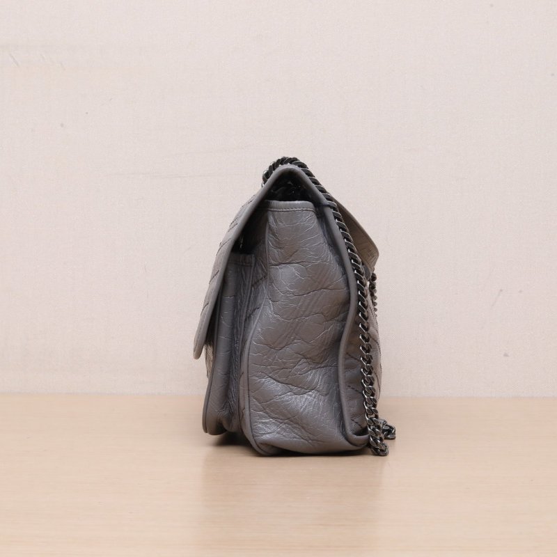 SAINT LAURENT Niki大號32灰色牛皮灰扣肩背包-4