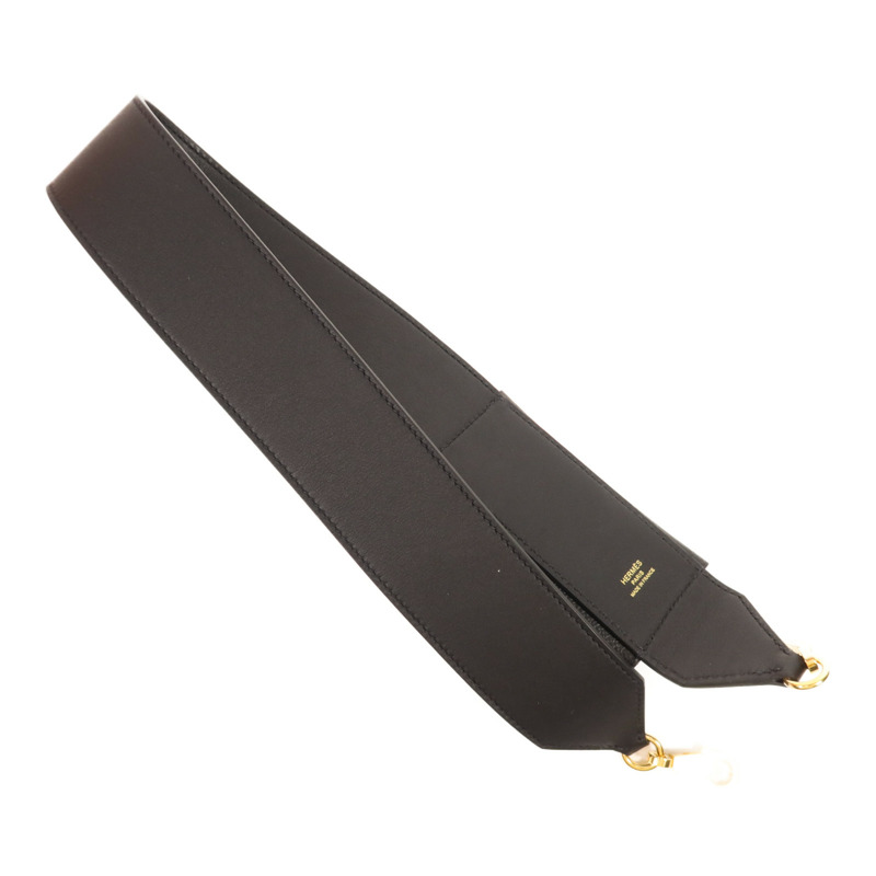 HERMES Epsom/Swift皮革Kelly Pocket Strap金扣肩帶Noir-1