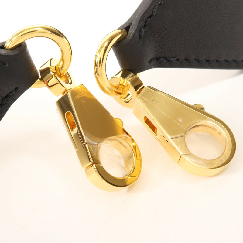 HERMES Epsom/Swift皮革Kelly Pocket Strap金扣肩帶Noir-8