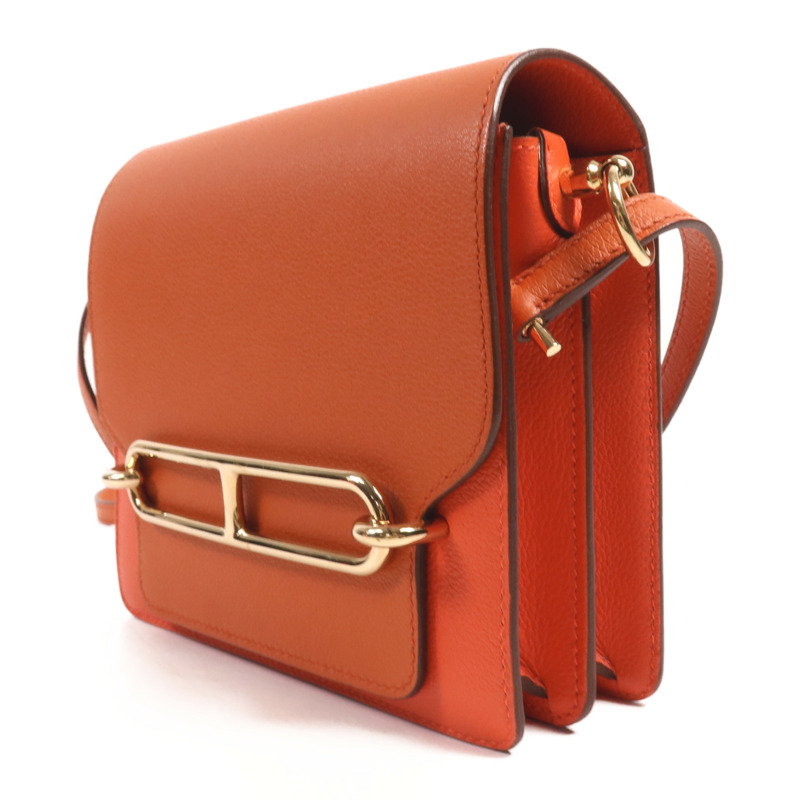HERMES Evercolor皮革Mini Roulis金扣肩背袋Cuivre/Capucine-2
