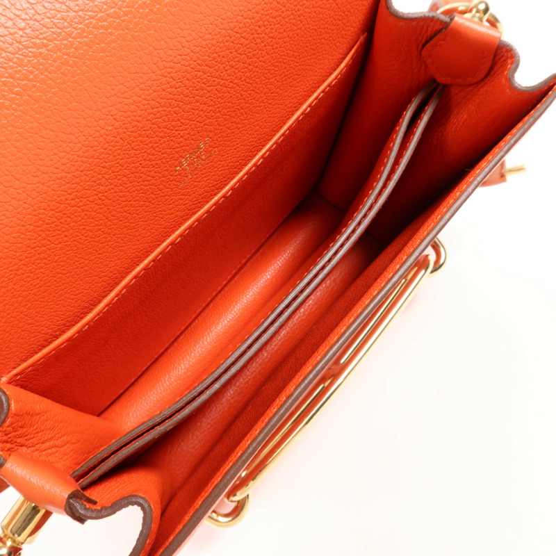 HERMES Evercolor皮革Mini Roulis金扣肩背袋Cuivre/Capucine-4
