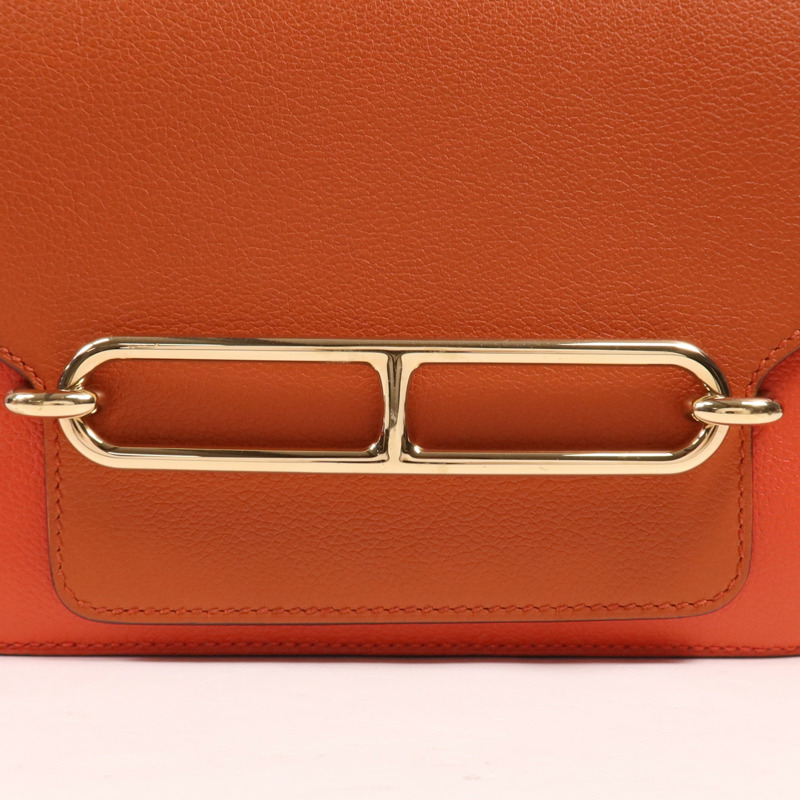 HERMES Evercolor皮革Mini Roulis金扣肩背袋Cuivre/Capucine-7