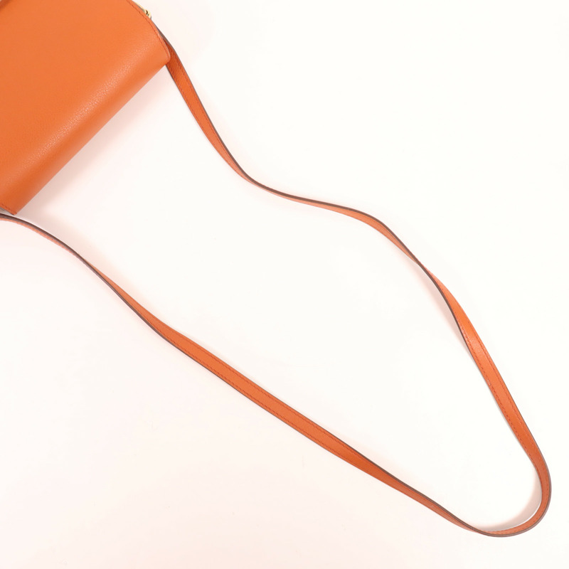 HERMES Evercolor皮革Mini Roulis金扣肩背袋Cuivre/Capucine-8