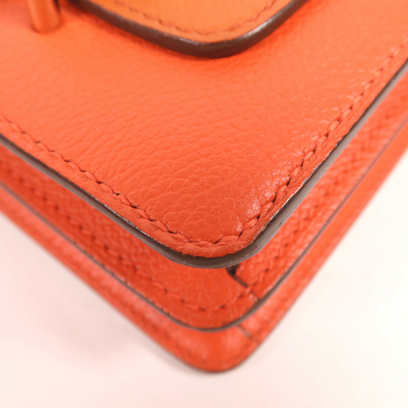 HERMES Evercolor皮革Mini Roulis金扣肩背袋Cuivre/Capucine-10