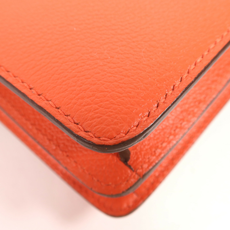 HERMES Evercolor皮革Mini Roulis金扣肩背袋Cuivre/Capucine-12