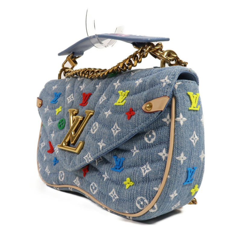 LOUIS VUITTON Monogram Embroidered Quilted Denim New Wave Chain Bag金扣手挽肩背兩用袋-2