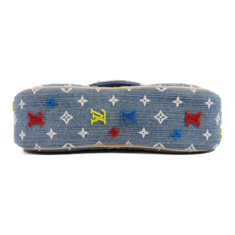 LOUIS VUITTON Monogram Embroidered Quilted Denim New Wave Chain Bag金扣手挽肩背兩用袋-3
