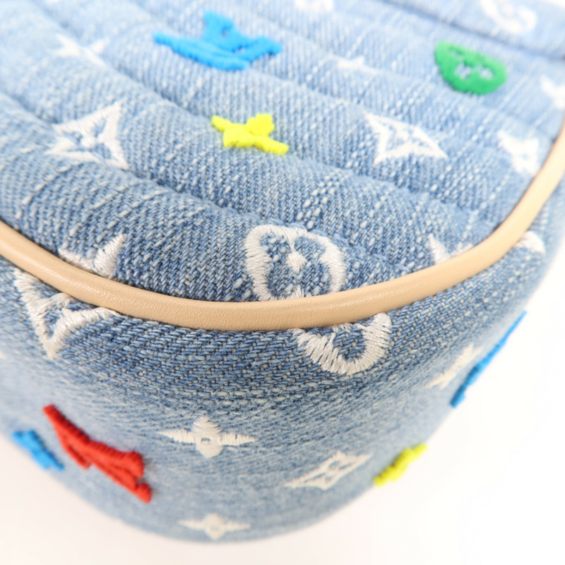 LOUIS VUITTON Monogram Embroidered Quilted Denim New Wave Chain Bag金扣手挽肩背兩用袋-10