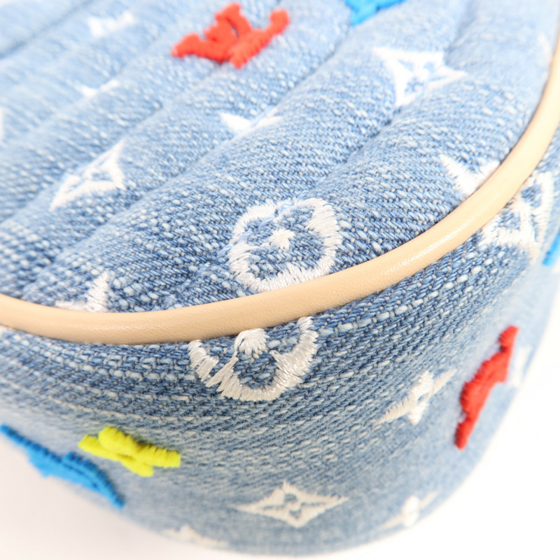 LOUIS VUITTON Monogram Embroidered Quilted Denim New Wave Chain Bag金扣手挽肩背兩用袋-11